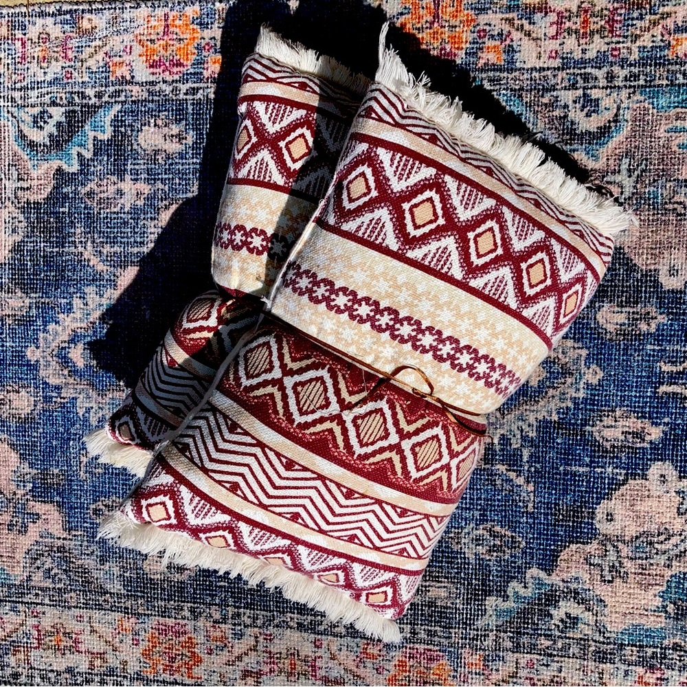 TWO matching boho pillows